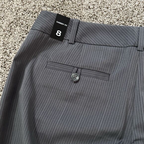 The Limited Cassidy Fit Gray Striped Mid Rise Flare Dress Pants Size 8 NWT - Picture 7 of 12